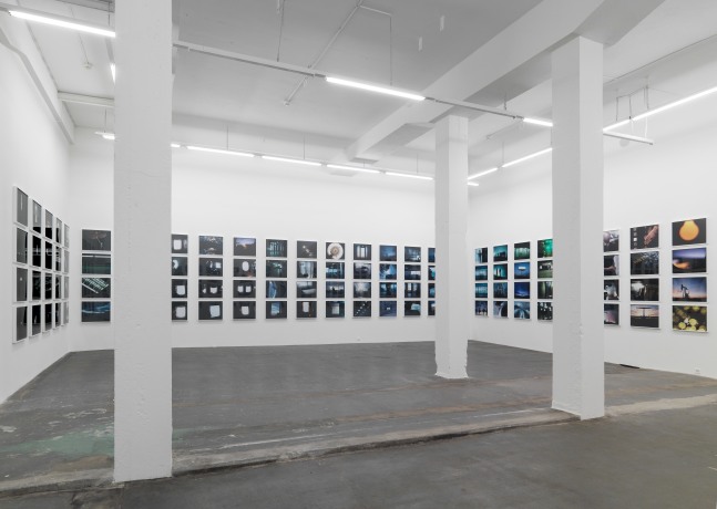 Installation view of Doug Aitken sculpture and photography exhibition