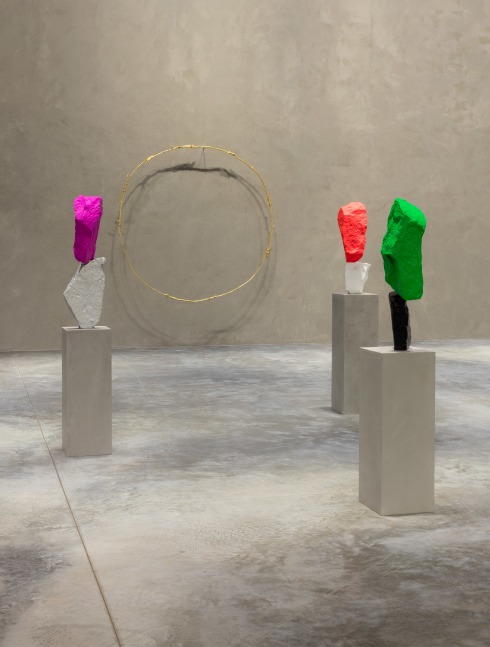Installation view of sculptures by Ugo Rondinone