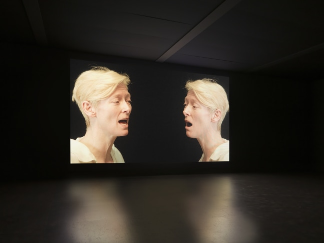 Installation view of Doug Aitken video and sculpture exhibition