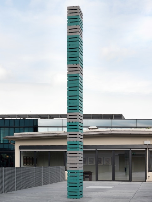 Installation view of Valentin Carron outdoor sculpture