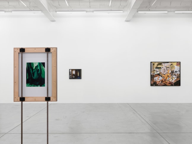 Installation view of Lucas Blalock photography and sculpture exhibition