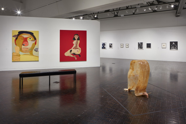 Installation view of paintings by Tschabalala Self