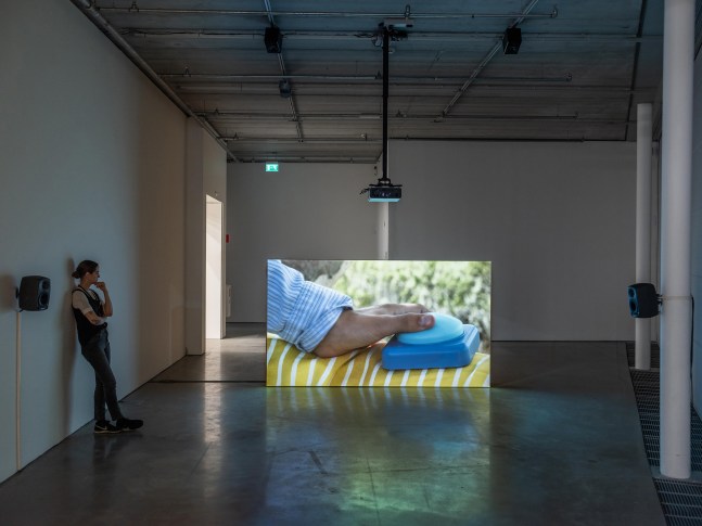 Installation view of video installation by Torbjørn Rødland