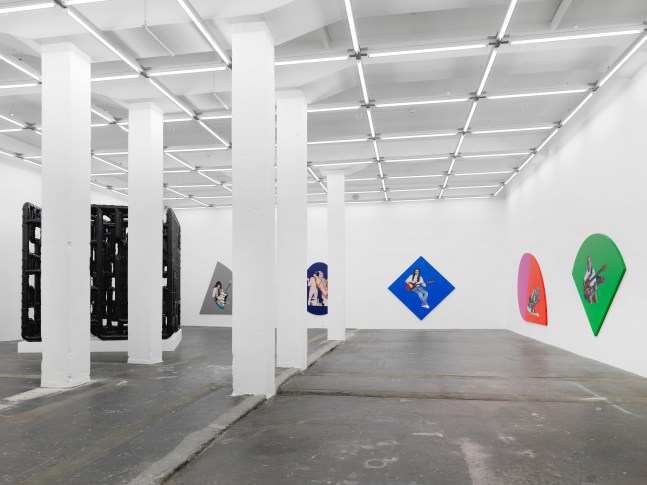 Installation view of Steven Shearer printed works and sculpture exhibition