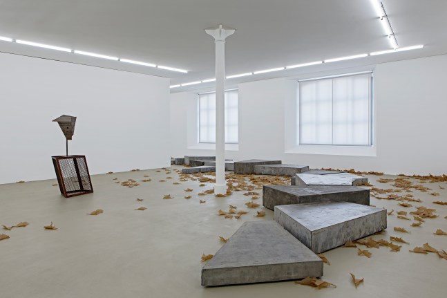 Installation view of sculptures by Martin Boyce