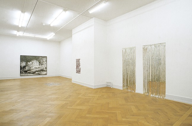 Installation view of paintings and wall works by Ugo Rondinone