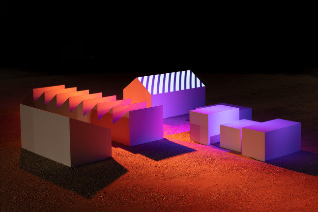 Installation view of sculpture by Liam Gillick