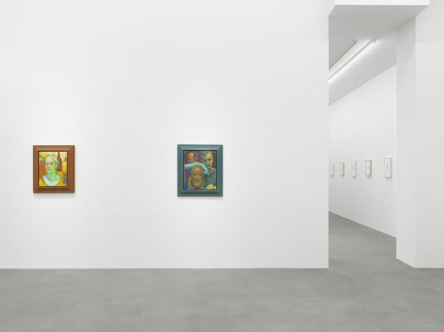 Installation view of paintings by Steven Shearer