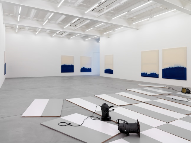 Installation view of paintings and sculptures by Latifa Echakhch