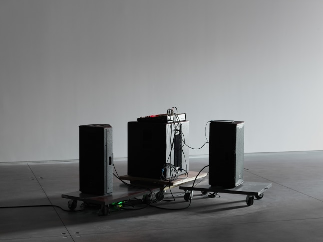 Installation view of sculptures by Trisha Donnelly