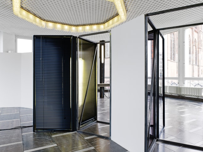 Installation view of sculptures by Oscar Tuazon