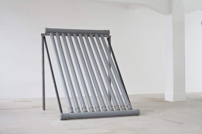 Installation view of sculptures by Oscar Tuazon