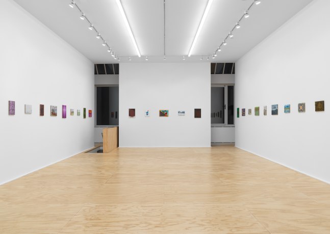 Installation view of Jean-Frédéric Schnyder paintings and cardboard sculpture exhibition