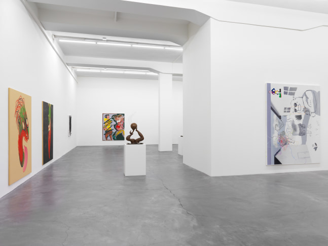 Installation view of paintings and sculptures group exhibition