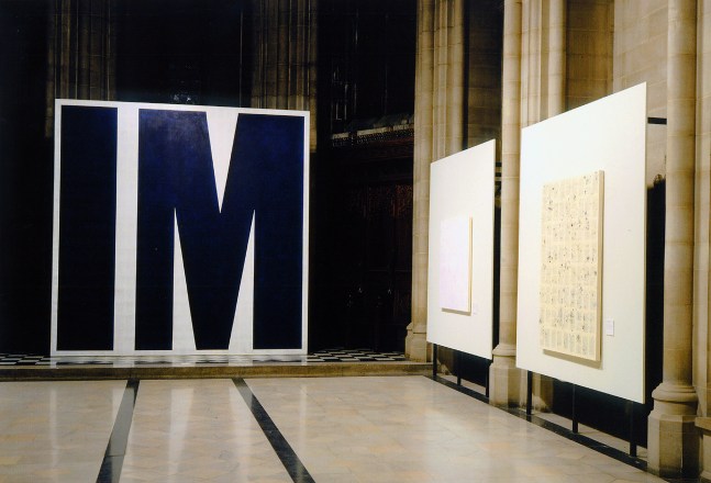 Installation view of paintings by Tim Rollins and K.O.S.