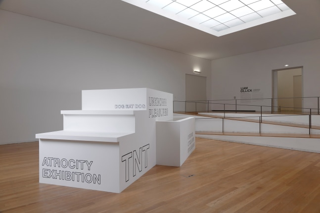 Installation view of sculptures by Liam Gillick