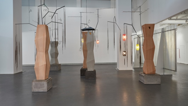 Installation view of sculptures by Martin Boyce