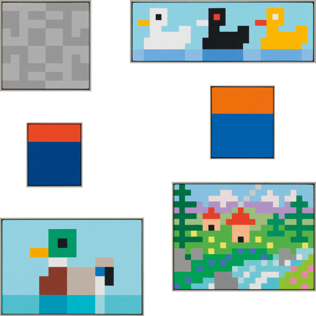 Image of six small paintings by Jean-Frédéric Schnyder