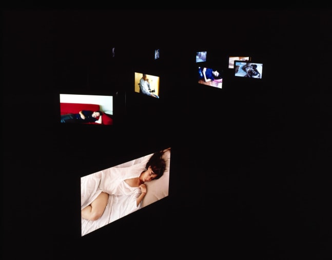 Installation view of Doug Aitken video exhibition