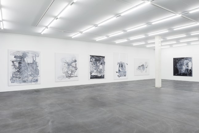 Installation view of Tobias Pils paintings and works on paper exhibition