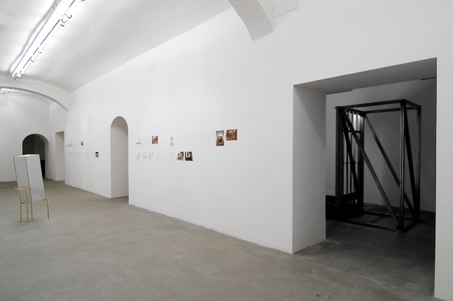 Installation view of works by Oscar Tuazon