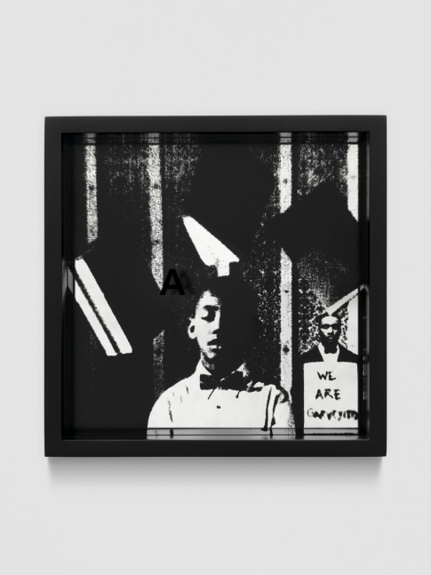 ADAM&amp;nbsp;PENDLETON&amp;nbsp;
System of Display, A (FATHER/Seven Songs for Malcolm X, 1993)
2016
Silkscreen ink on plexiglass and mirror
25 x 25 x 8 cm / 9 7/8 x 9 7/8 x 3 1/8 inches