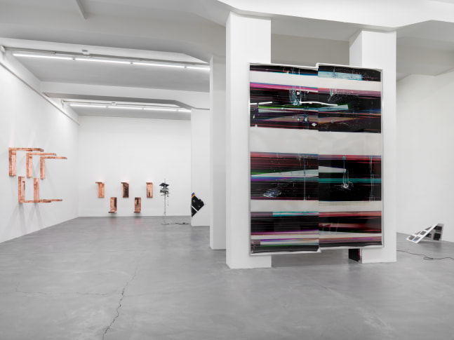 Installation view of Walead Beshty photography and sculpture exhibition