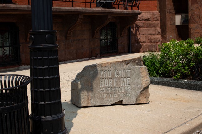 Installation view, John Giorno, Nature Doesn&amp;#39;t Know About Us, Sculpture Milwaukee, curated by Ugo Rondinone, Milwaukee, 2023
