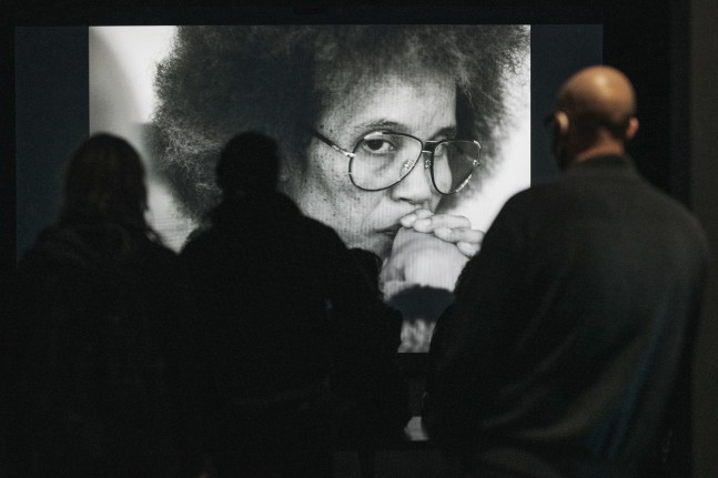 installation view of black and white painting by Adam Pendleton