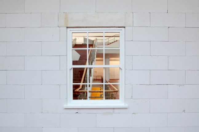 Installation view of sculpture by Oscar Tuazon