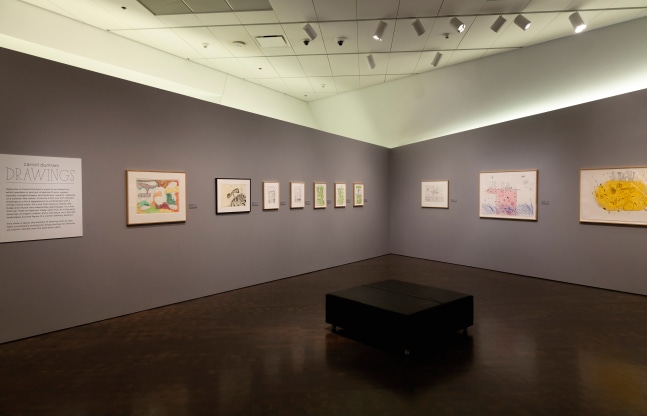 Installation view of drawings by Carroll Dunham