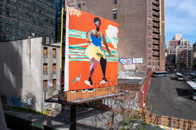 Installation view, Tschabalala Self, Loosie in the Park, Highline Billboard, New York, 2024