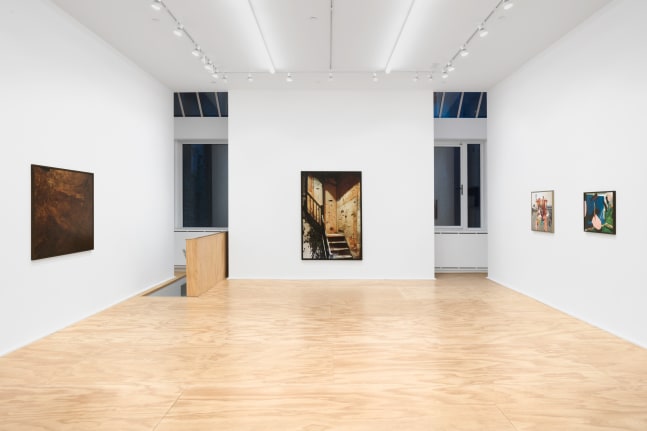 Installation view of Lucas Blalock photography and sculpture exhibition