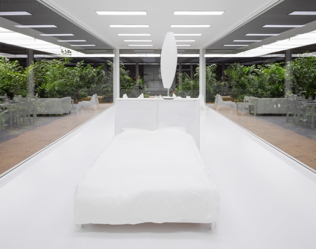 Installation view of living art installation by Doug Aitken