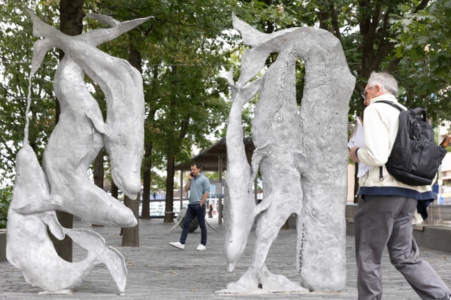 Installation view, Jean-Marie Appriou, Whale Song, Central Wharf, Boston, 2024