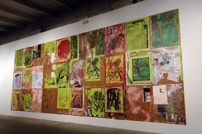 Installation view of paintings by Josh Smith