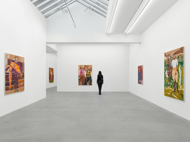 Installation view of paintings by Chase Hall