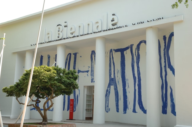 Installation view of paintings by Josh Smith