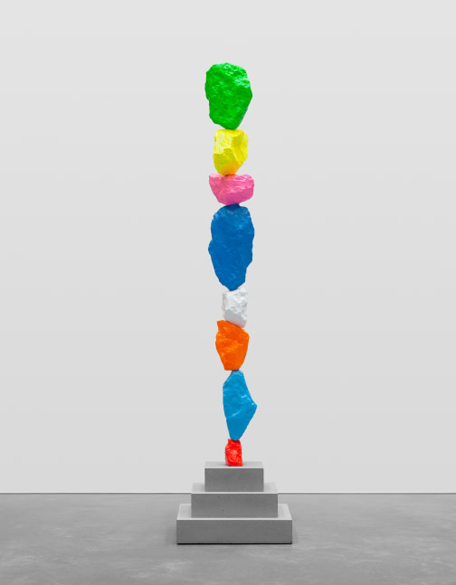 red blue orange white blue pink yellow green mountain

2024

Painted stone, stainless steel, concrete base

Sculpture 184 x 27 x 25 cm / 72 1/2 x 10 5/8 x 9 7/8 in

Pedestal 30 x 50 x 50 cm / 11 3/4 x 19 5/8 x 19 5/8 in

&amp;copy; Ugo Rondinone
