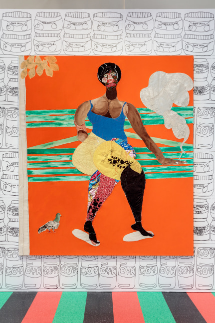 Installation view of painting by Tschabalala Self