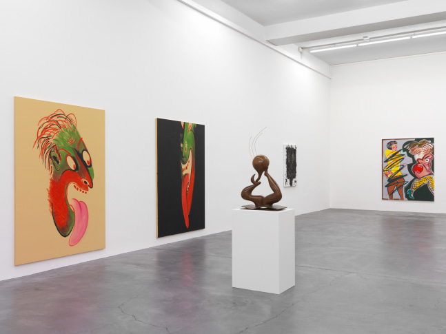 Installation view of paintings and sculptures group exhibition