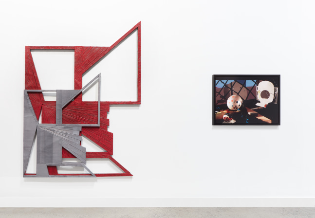 installation view of works by Lucas Blalock and Wyatt Kahn