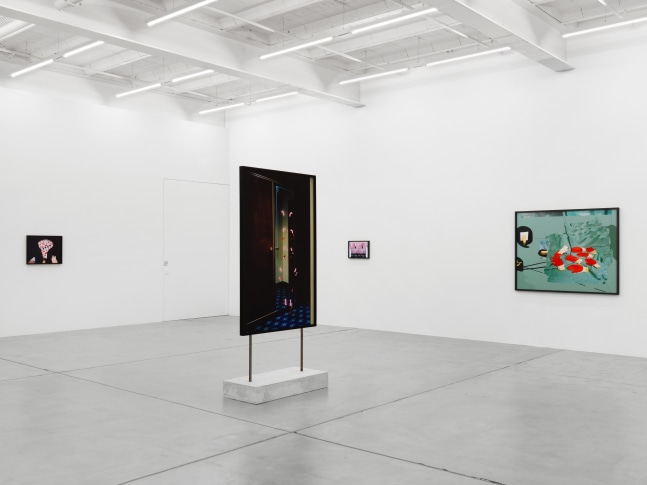 Installation view of Lucas Blalock photography and sculpture exhibition