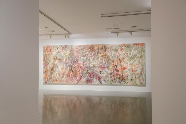 Installation view of painting by Sam Falls