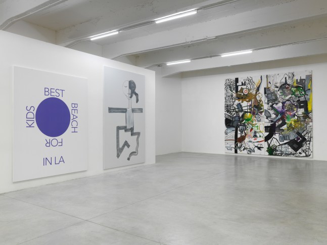 Installation view of paintings by Tobias Pils and Michael Williams
