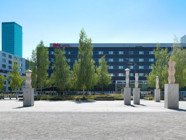 Installation view of sculptures by Martin Boyce