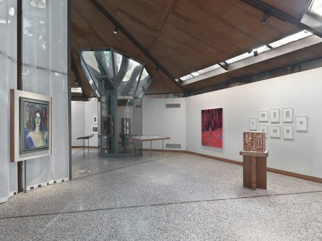 Installation view of paintings by Steven Shearer