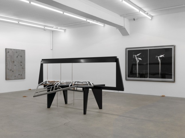 Installation view of Martin Boyce sculpture and photography exhibition