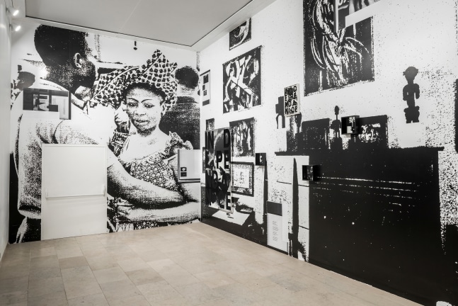 Installation view of paintings by Adam Pendleton