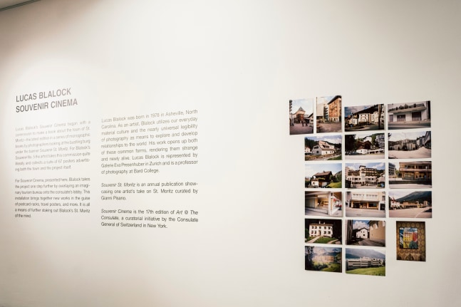 Installation view, Lucas Blalock, Souvenir Cinema, Swiss Consulate, New York, 2025